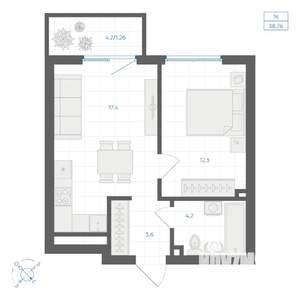 1-к квартира, вторичка, 39м2, 2/10 этаж