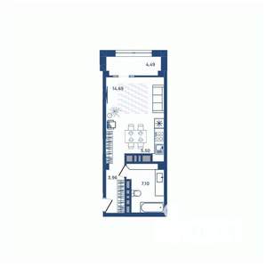 1-к квартира, вторичка, 33м2, 13/23 этаж