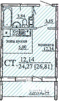 Студия квартира, вторичка, 27м2, 10/10 этаж
