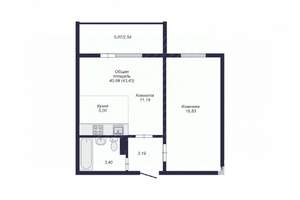 2-к квартира, вторичка, 42м2, 4/10 этаж