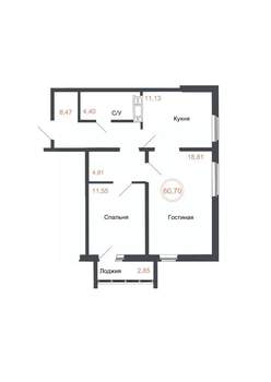 1-к квартира, вторичка, 35м2, 11/16 этаж