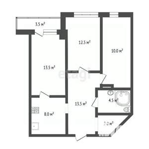 2-к квартира, вторичка, 65м2, 8/19 этаж