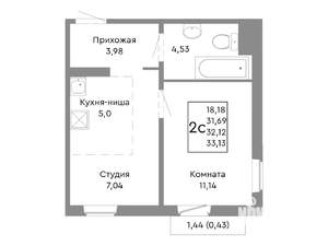 2-к квартира, вторичка, 32м2, 5/10 этаж