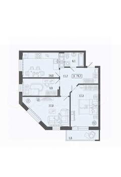 3-к квартира, вторичка, 79м2, 18/31 этаж