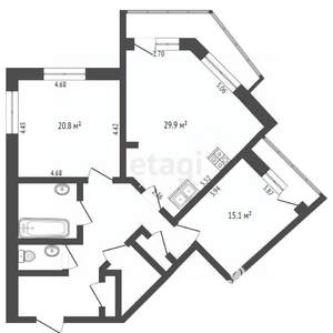 2-к квартира, вторичка, 102м2, 3/10 этаж