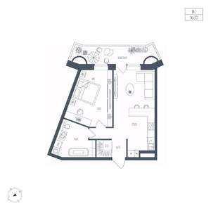 1-к квартира, вторичка, 57м2, 2/7 этаж