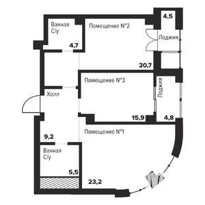 2-к квартира, вторичка, 84м2, 9/29 этаж