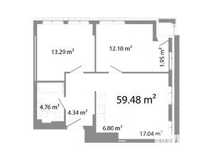 3-к квартира, строящийся дом, 59м2, 9/23 этаж