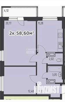 2-к квартира, вторичка, 59м2, 22/25 этаж