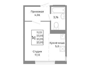 Студия квартира, вторичка, 24м2, 1/10 этаж