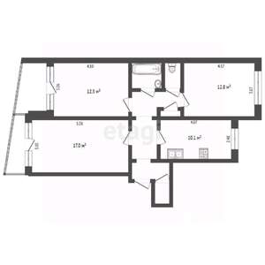 3-к квартира, вторичка, 67м2, 1/9 этаж