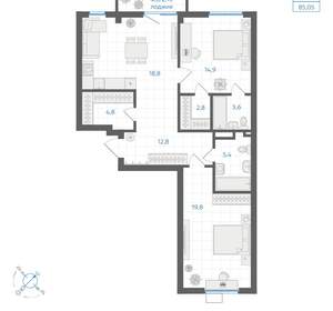 2-к квартира, вторичка, 85м2, 5/18 этаж