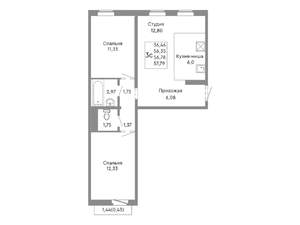 3-к квартира, вторичка, 57м2, 10/10 этаж