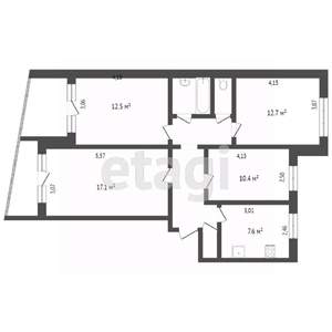 4-к квартира, вторичка, 85м2, 2/9 этаж