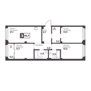 3-к квартира, вторичка, 86м2, 12/18 этаж