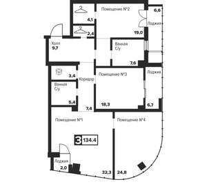 3-к квартира, вторичка, 141м2, 15/29 этаж