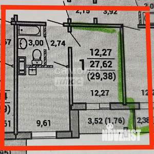 1-к квартира, вторичка, 27м2, 9/10 этаж