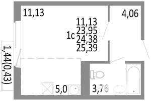 Студия квартира, строящийся дом, 24м2, 3/10 этаж