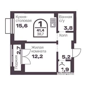 1-к квартира, вторичка, 39м2, 2/24 этаж