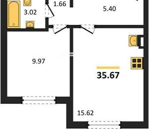 1-к квартира, вторичка, 36м2, 1/10 этаж
