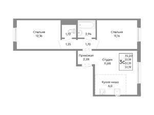 3-к квартира, вторичка, 51м2, 1/10 этаж