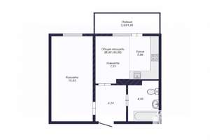 2-к квартира, сданный дом, 41м2, 17/18 этаж