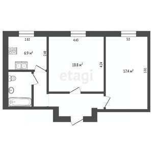 2-к квартира, вторичка, 58м2, 1/3 этаж