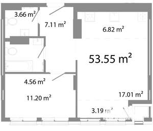 2-к квартира, строящийся дом, 54м2, 5/23 этаж