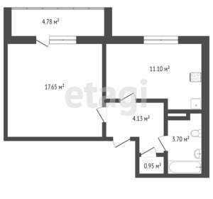 1-к квартира, вторичка, 39м2, 7/10 этаж