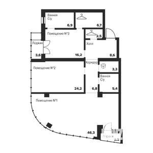 2-к квартира, строящийся дом, 127м2, 13/29 этаж