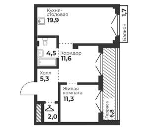 1-к квартира, вторичка, 55м2, 9/23 этаж