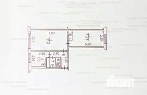 2-к квартира, вторичка, 44м2, 1/5 этаж