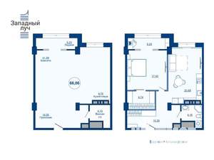 1-к квартира, вторичка, 66м2, 5/24 этаж
