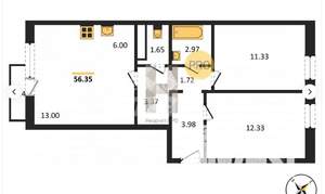 2-к квартира, вторичка, 57м2, 4/10 этаж