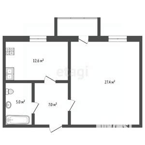 1-к квартира, вторичка, 52м2, 9/10 этаж