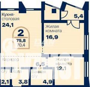 2-к квартира, вторичка, 76м2, 17/22 этаж
