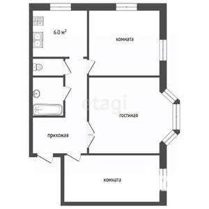 3-к квартира, вторичка, 76м2, 2/3 этаж