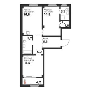2-к квартира, вторичка, 68м2, 2/23 этаж