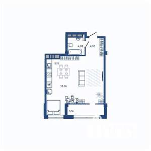 1-к квартира, вторичка, 52м2, 4/23 этаж