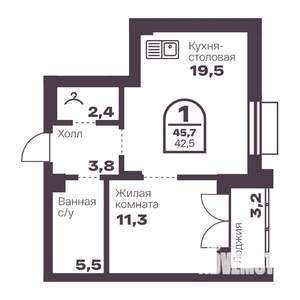 1-к квартира, вторичка, 43м2, 3/24 этаж