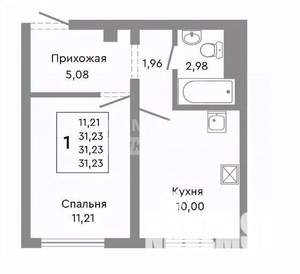 1-к квартира, вторичка, 32м2, 3/10 этаж