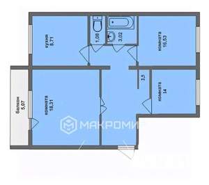 3-к квартира, вторичка, 73м2, 3/10 этаж