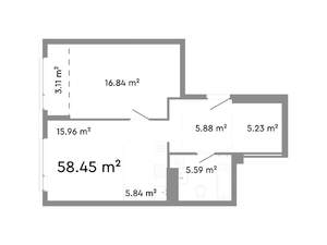 2-к квартира, вторичка, 58м2, 3/24 этаж