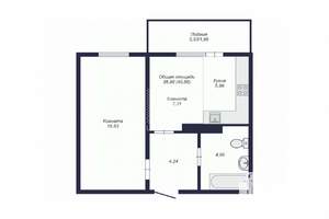 2-к квартира, сданный дом, 41м2, 12/18 этаж