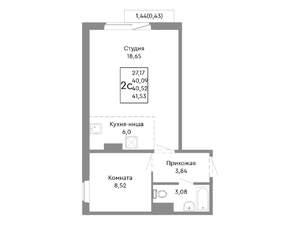 2-к квартира, строящийся дом, 41м2, 10/10 этаж