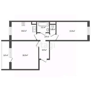 2-к квартира, вторичка, 54м2, 2/10 этаж