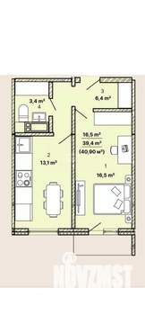 1-к квартира, вторичка, 41м2, 2/21 этаж
