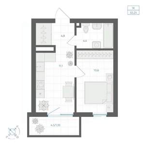 1-к квартира, вторичка, 32м2, 11/18 этаж