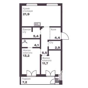 2-к квартира, вторичка, 69м2, 8/9 этаж