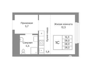 Студия квартира, строящийся дом, 28м2, 10/29 этаж